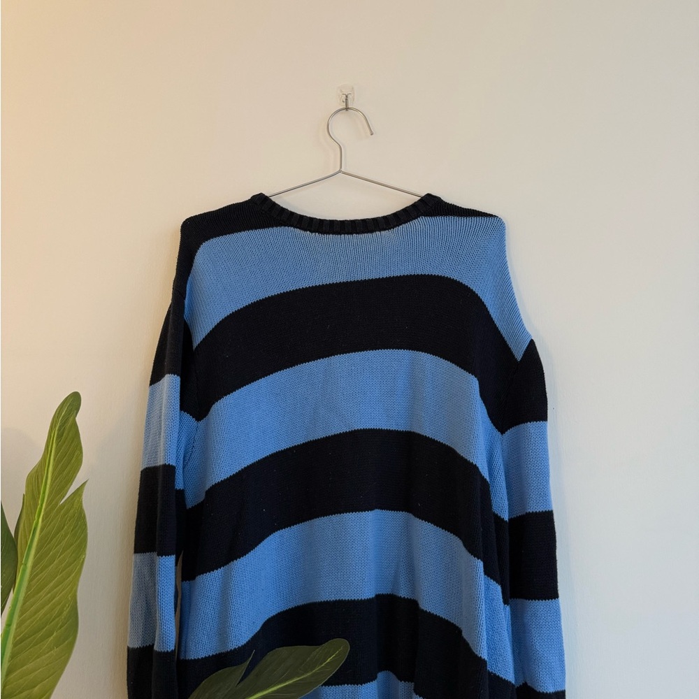 Brandy Melville Oversized Black and Blue Striped Sweater